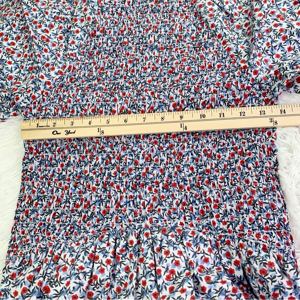J. Crew NWT short sleeve Meadow midi smocked dress in poppy cotton poplin - Picture 6 of 9